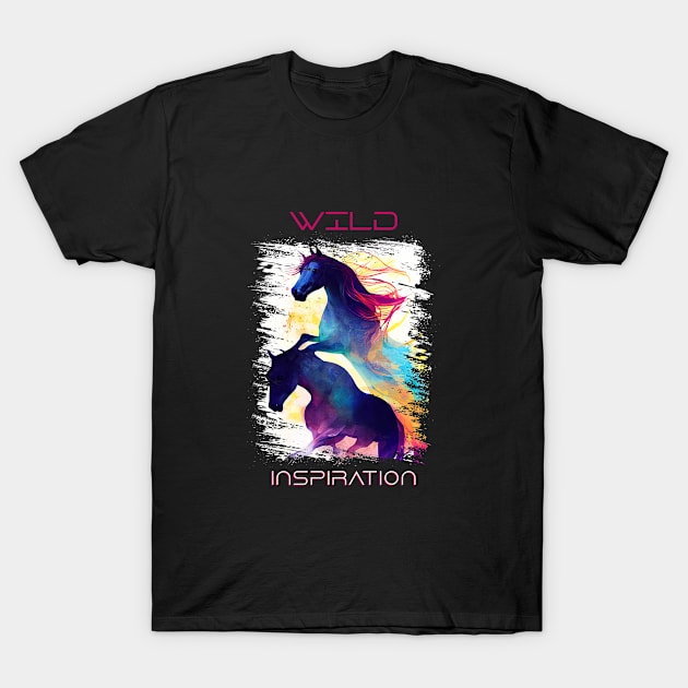 Horse Wild Nature Animal Colors Art Painting T-Shirt by Cubebox